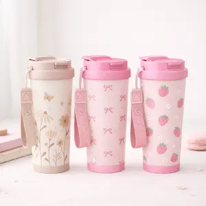 SANDJEST 18oz Insulated Iced & Hot Coffee Tumbler with 2-in-1-Lid, Leak Proof Portable Car-Friendly Cup Ideal for Office Outdoor Travel Easter Gift