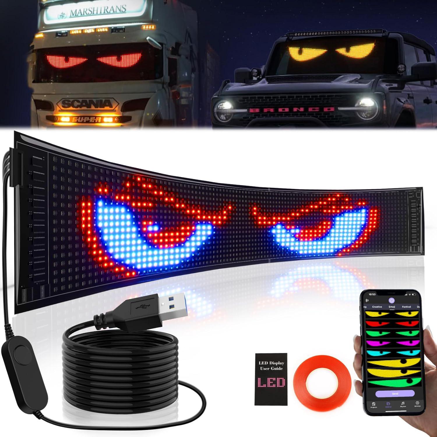 LED Car Sign Programmable Matrix Panel FPCB Flexible Screen Display APP Control for Cars Shops Bars Parties Festivals Customizable Message Scrolling Bright Advertising - Vehicle