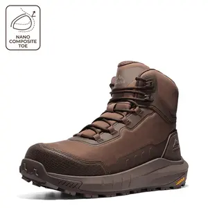 【Nano Composite Toe】NORTIV 8 Composite Toe Boots for Men Safety Work Boots Lightweight Anti-Fatigue Non-Slip with Zipper for Warehouse Construction, Terrascope-nano
