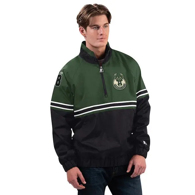Starter Hit Run Milwaukee Bucks 1/2 Zip Pullover Jacket
