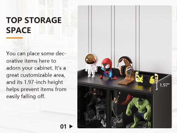 Miu Display Cabinet with Adjustable Shelves, 65" Tall Bookcase with LED Lights/Human Sensor, 5 Tier Display Case for Collectibles Bedroom Living Room Office, Black - Transparent Acrylic Doors Freestanding Kitchen Cupboard Modern Storage Dresser