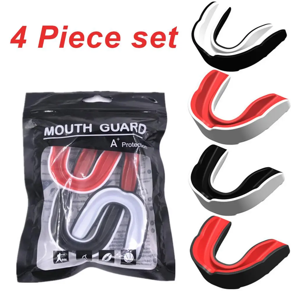 4-Pack Sports Mouth Guard Set – Boil & Bite Mouthguard Molding Boxing MMA Mouthguard, Shock-Absorbing Teeth Protector for Football, Basketball & Gym Training, Boxing Equipment, Sports Mouthguards
