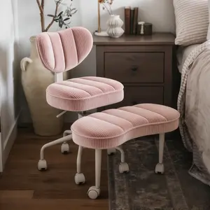 [Extra-Wide]400lbs Big & Tall Cross-Legged Chair – Pet-Friendly 360 °   Swivel Meditation Chair with Footrest, Ergonomic Design for ADHD, Yoga & Home Office, Pink