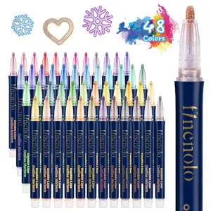 Valentine‘s Day FINENOLO Outline Shimmer Markers 36 & 48 Glitter Metallic Gel Pens for Kids Girls Boys Ages 4-16 Trendy Art Crafts School Journaling Supplies Perfect for Christmas Birthday Gifts