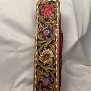 Tooled Floral Leather Hot Tool Case