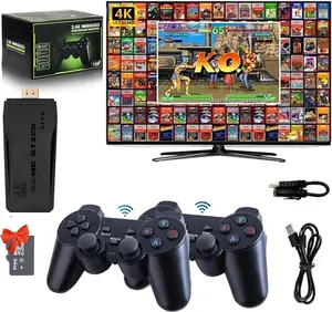 Wireless Retro GameConsole Stick, Retro Video GameStick Built in 2000+ Games with 9 Emulators, 4K HDMI Output with 22.4G Wireless Controllers (64GB Memory Card) Gaming Items Cable Adapter Birthday