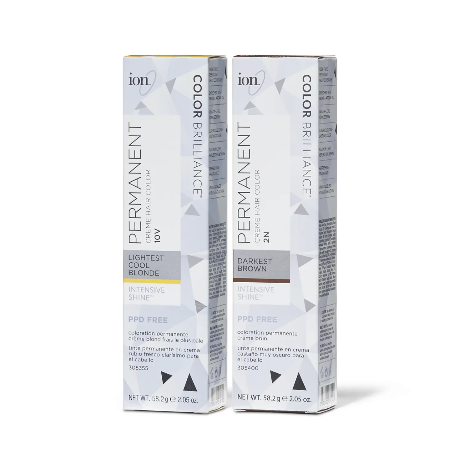 Ion Permanent Cream Hair Color Permanent Color Kit, 2.05oz Salon-Quality Hair Dye with Hyaluronic Acid, Argan Oil, Gentle Vegan Cruelty-Free PPD-Free Formula, 100% Gray Coverage, Long-Lasting Fade-Resistant Oil-Infused Haircare, Botanical, Permanent Hair