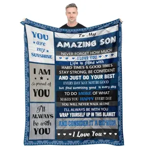 Gifts for Son Blanket, Son Gifts from Mom Dad, to My Adult Son Gift Ideas, Birthday Christmas Baptism Fathers/Valentines Day Graduation Birthday Gift for Grown Sons Teen Boys Blanket 60"X 50"