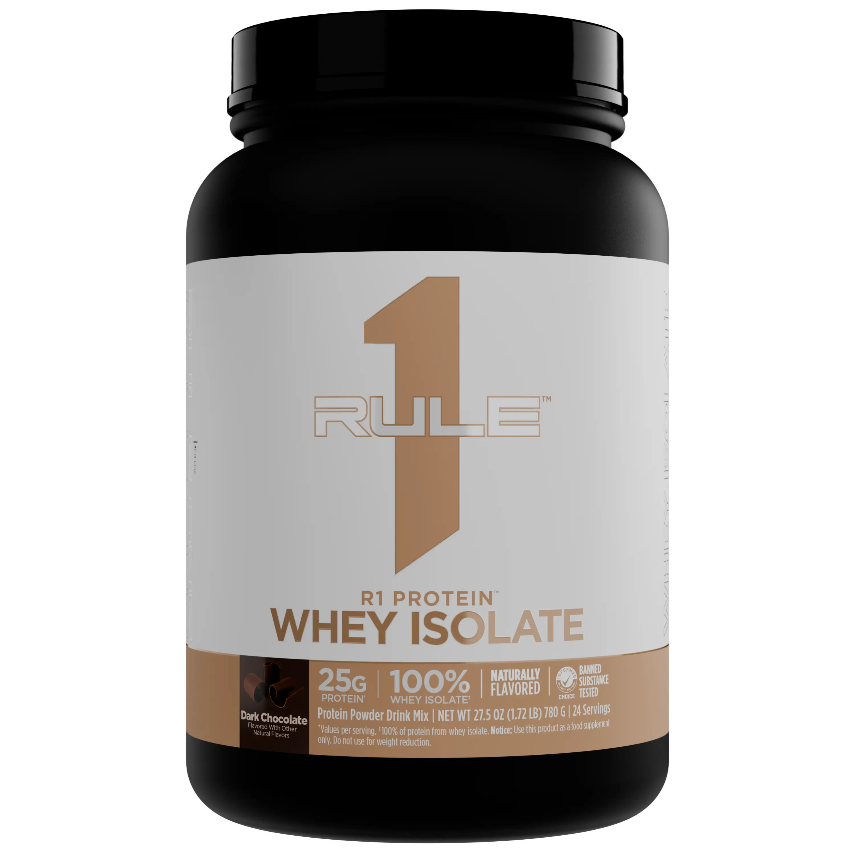 Rule 1 Naturally Flavored R1 Protein Whey Isolate – Clean Formula 25g Protein & 6g BCAA from Pure Isolated & Hydrolyzed Whey Sources for Muscle Recovery, Workout Support, & Fitness Nutrition, Made in the USA