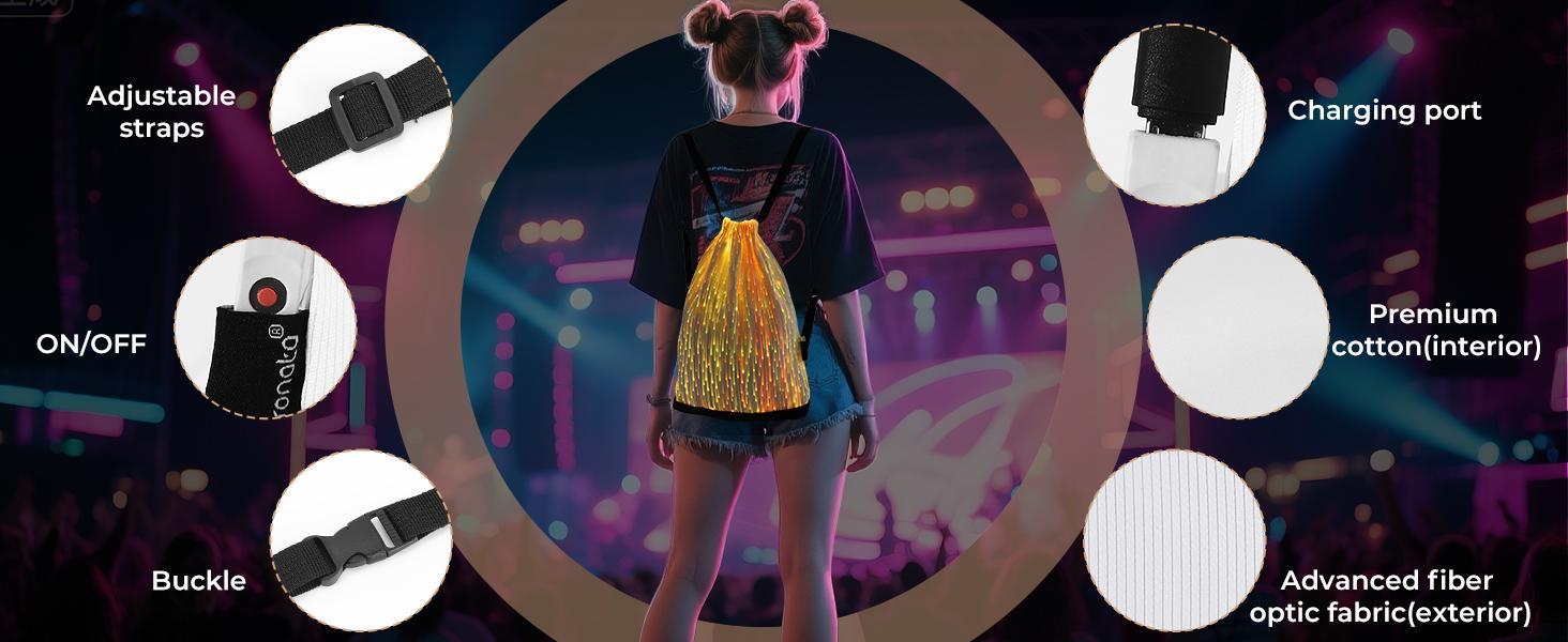 LUMISONATA Luminescent Backpack Retractable Mouth Design Bright/Strobe Multi-Mode Type-C Lightweight Suitable for Outdoor Cycling and Night Running