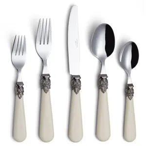 ANNOVA 20 Piece Silverware Set Stainless Steel Antique Cream Round Handle