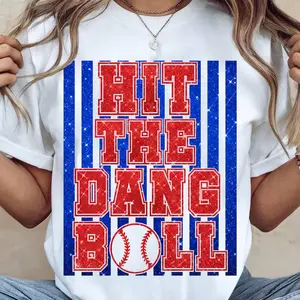 Hit The Dang Ball Shirt, Sports Game Day Glitter Design, Softball Mom , Home Run Tee