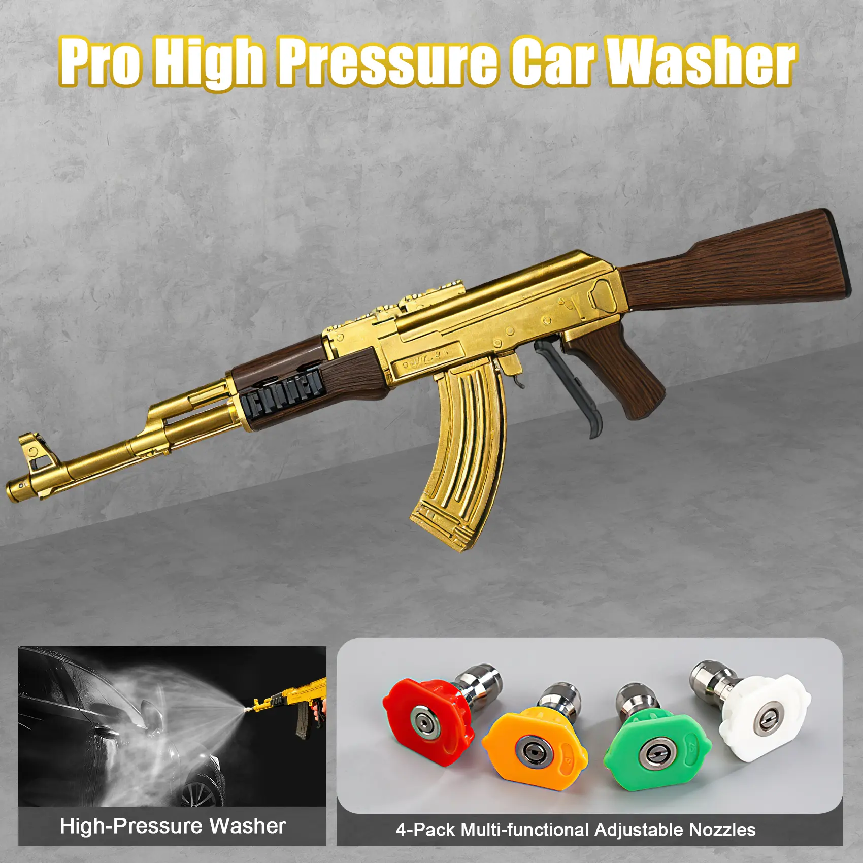 【Cool!!!】High Pressure Washer with 3/8'' Quick Connector, Swivel Car Washer Toy with 5 Pressure Washer Nozzle Tips & charing Station & Filter, Men's Gift, Father's Day Gift