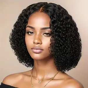 European and American women's wigs, middle-parted short curly hair, African small curl synthetic fiber full head wig