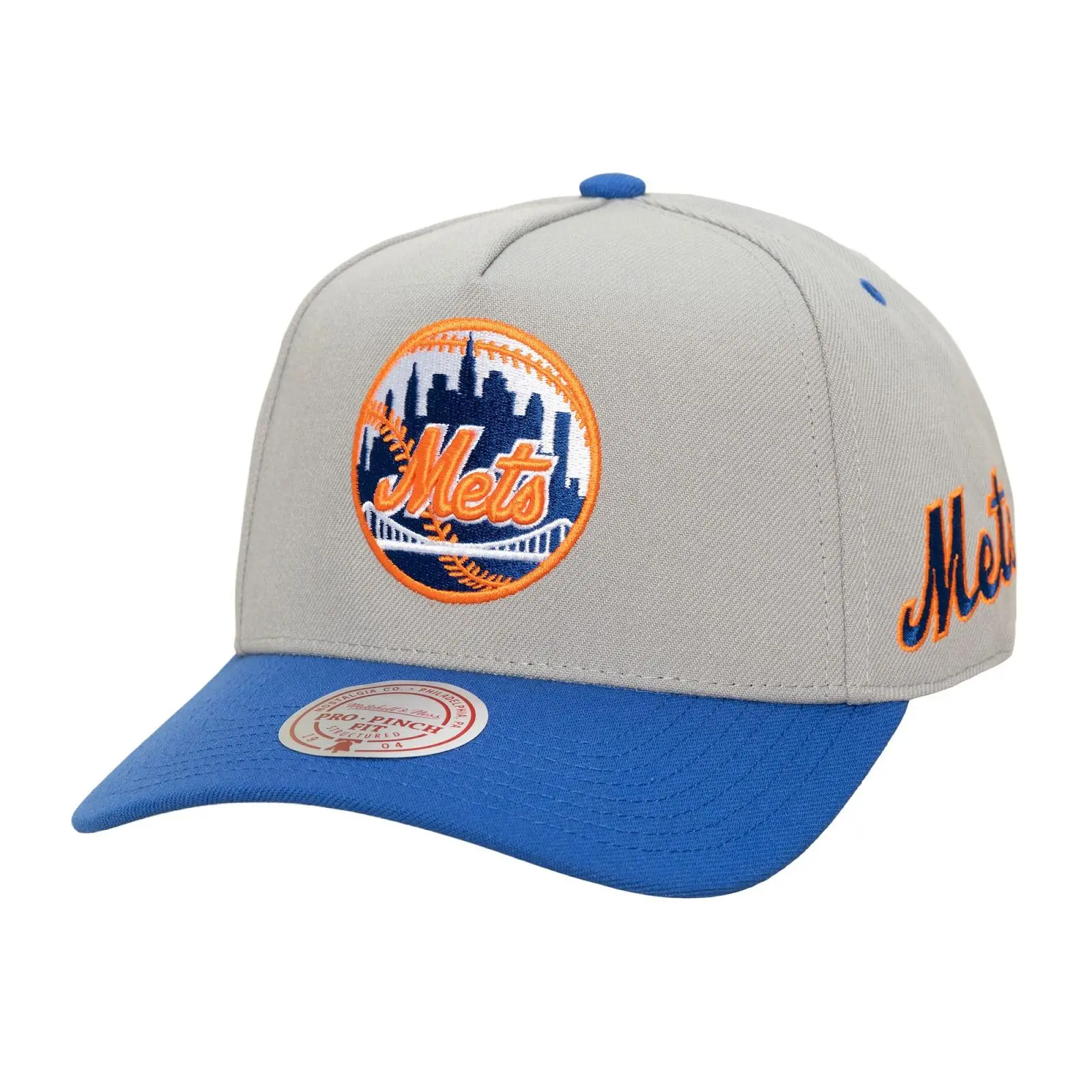 New York Mets Gray/Royal Legendary Away Pro Pinch Snapback Hat MLB Throwback Cap Adjustable Fan Gear Mitchell & Ness