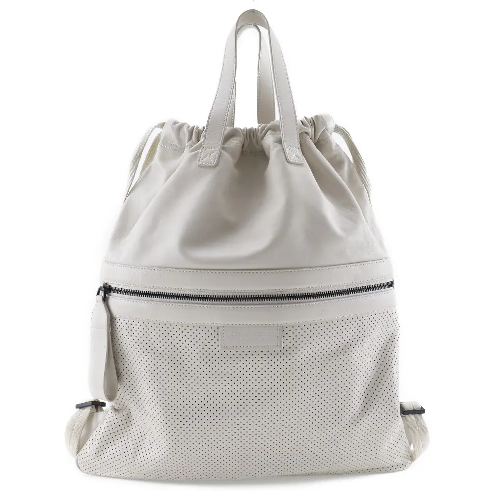 Pre-owned BOTTEGA VENETA Calfskin Tote Bags Leggero Backpack 567222 Ivory