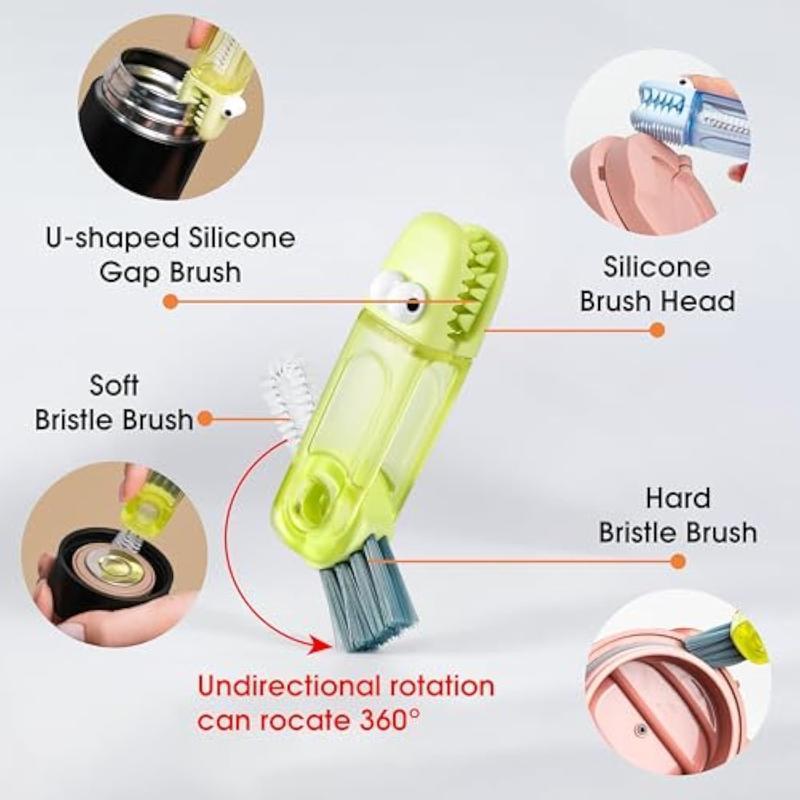 3In1 Multi-Function Gap Cleaner, Kitchen Cleaning Brush, Portable Cleaning Brush, Suitable For Cups, Baby Bottles, Lids, Thermos, Glasses And Kitchenware,3Pcs