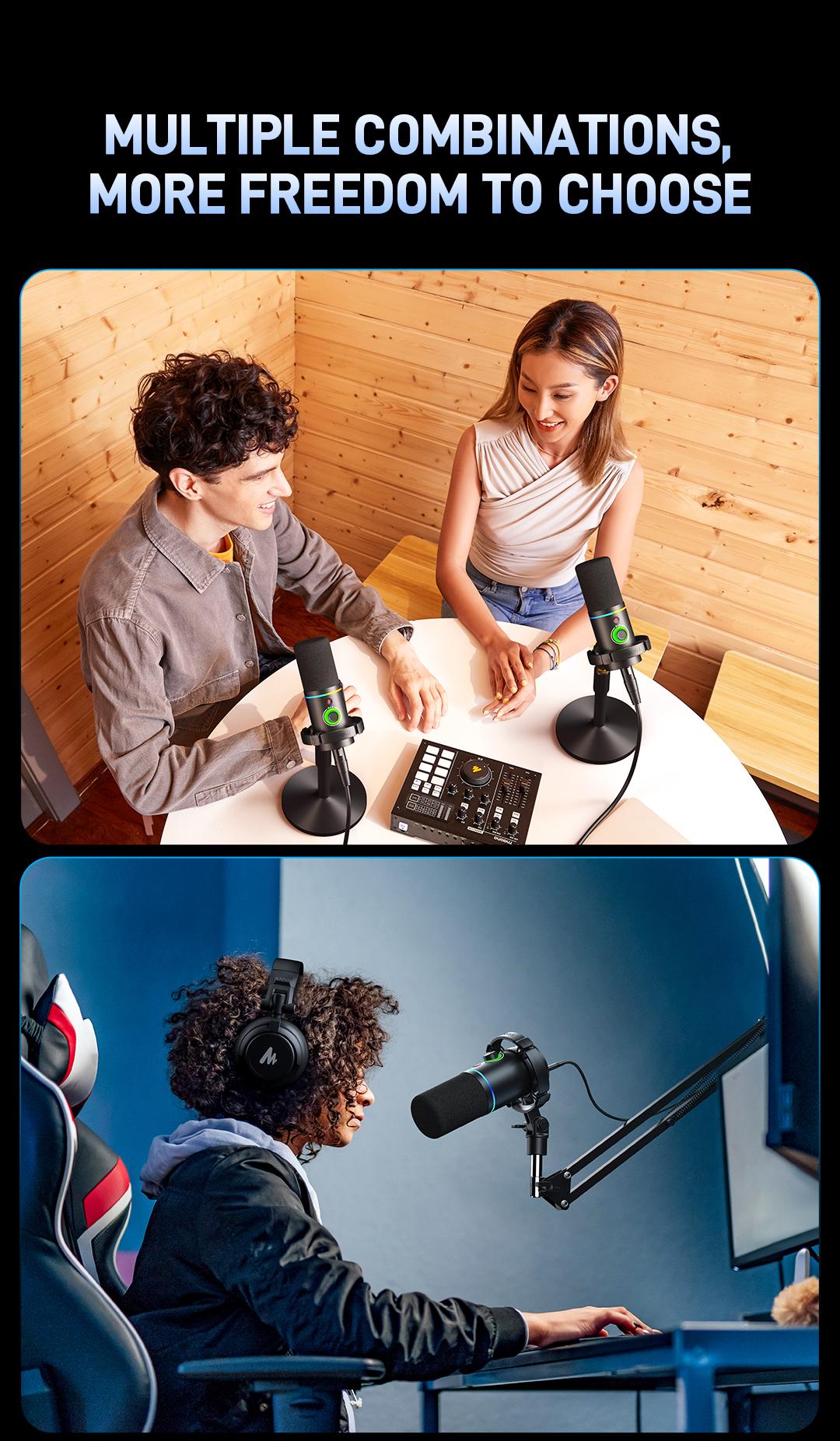 Maono PD200X Dynamic RGB Gaming Microphone with USB & XLR Cable Connectivity, Mute button, noise reduction, zero latency, widely compatible with computers, PC, Mac, Android /iOS smartphone, audio mixer, friendly for Singing, Gaming, Podcasting, Recording. Maono PD200X Dynamic RGB Gaming Microphone with USB & XLR Cable Connectivity, Mute button, noise reduction, zero latency, widely compatible with computers, PC, Mac, Android /iOS smartphone, audio mixer, friendly for Singing, Gaming, Podcasting, Recording.