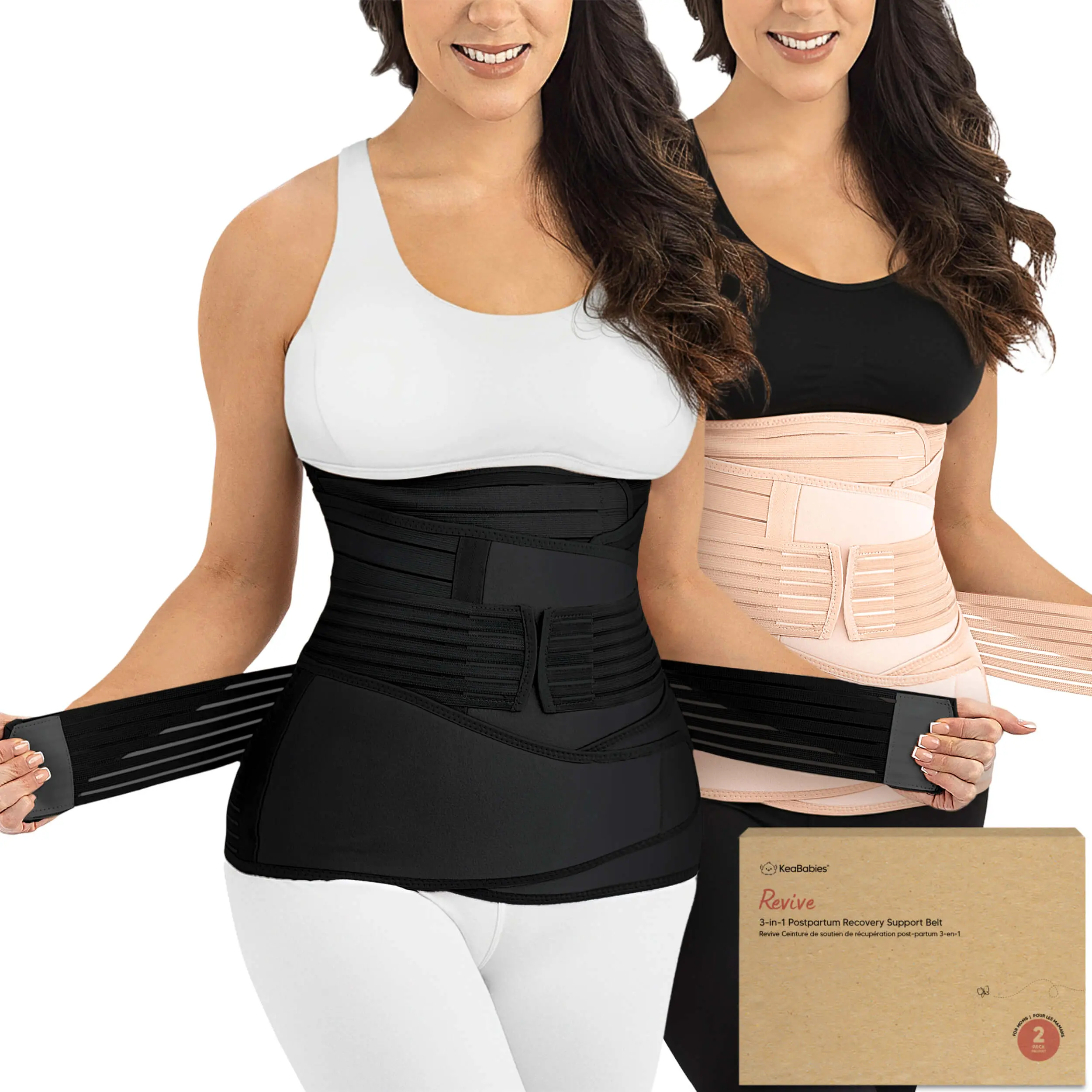 3 in 1 Postpartum Belly Support Recovery Wrap – 2-Pack Postpartum Belly Band, After Birth Brace, Slimming Girdles, Waist Shapewear, Post Surgery Pregnancy Support Band