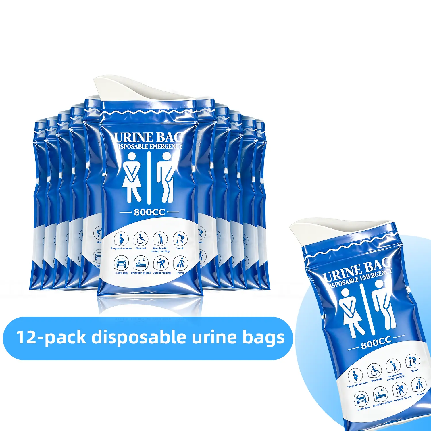 2 in 1 Disposable Urine & Vomit Bags, 12 PCS 800ML Portable Emergency Urinal Pee Bags for Car Camping Traffic Jam Travel Men Women Kids  mothersdaygift  BackToSchool