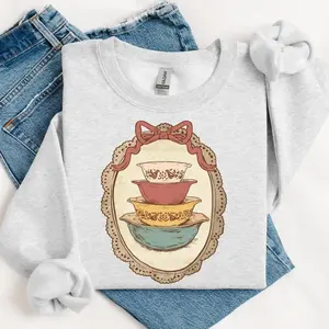 [Sale off up to 50%] Vintage Thrifted Pyrex Dishes Sweatshirt, Grandma Core Shirt, Coquette CottageCore Oval Frame 90s Shirt, Homestead Mama, streetwear graphic tee