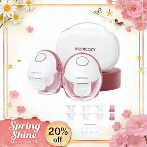 Momcozy  Hands-Free Mobile Breast Pump | M6, Wearable Breast Pump, Ideal Rhythm, DoubleFit Flange, Better Fit, More Discreet, 3 Modes and 9 Levels, 24mm - 2 Pack Comfort Red