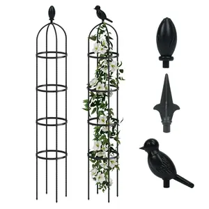 Bamworld 175 cm Garden Obelisk Trellis for Climbing Plants, Round Metal Plant Support for Rose Bush Clematis Vine Jasmine, Rustproof Flower Trellis for Outdoor Indoor Pots