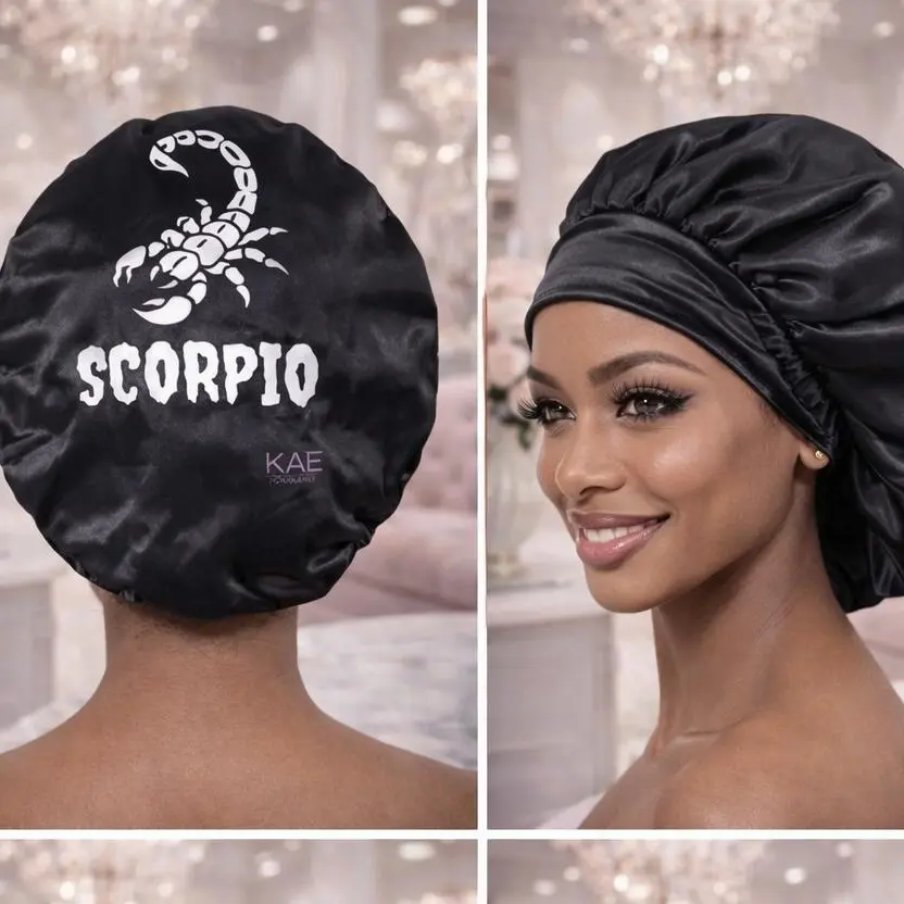 Zodiac Bonnet Collection - Scorpio Bonnet, No-Tie, Unisex, Lightweight, Smooth Haircare Hat, Cover, Detangle, Relaxing, Soft Cover Supports A Calmer Bedtime, Ensures Smooth, Untangled Hair