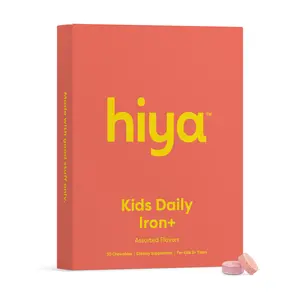 Hiya Kids Daily Iron+ - High Absorption Iron Supplement - Delicious Strawberry Flavor & Easy on Children's Stomach - No Added Sugar & Third Party Tested - 30 Day Supply for Toddlers