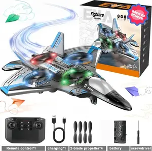 Foam Remote Control Airplanes, RC Planes with Light, RC Airplane Fighter Jet for Kids Adults 8-16, 360° Flip, Stunt Roll, Drones for Kids 8-12, Airplane Toy Gifts for Kids Boys