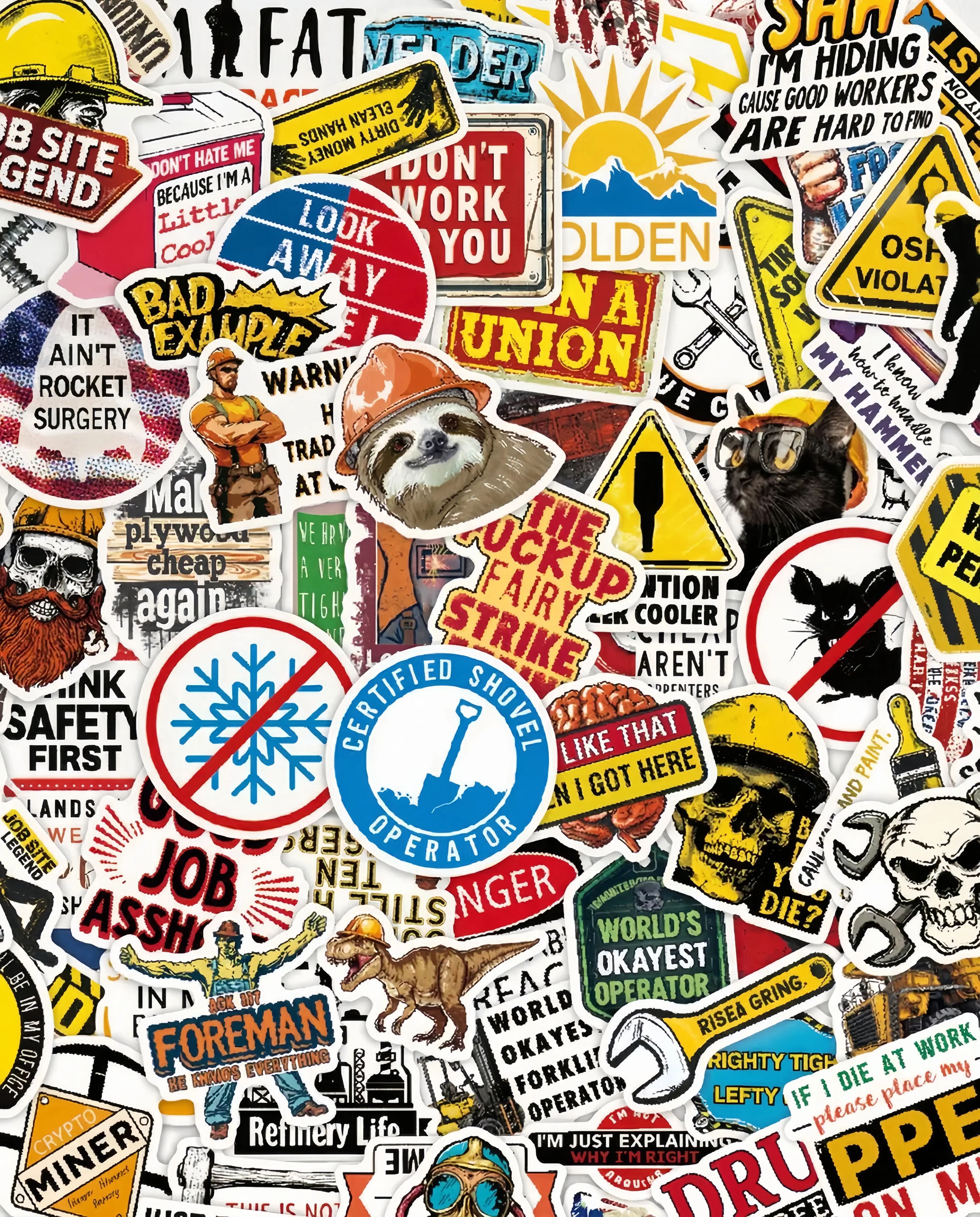 100pcs Blue Collar Stickers, Dirty Hands Clean Money Decals, Waterproof Vinyl For Hard Hat Toolbox Cooler, Mechanic Welder Gag Gift