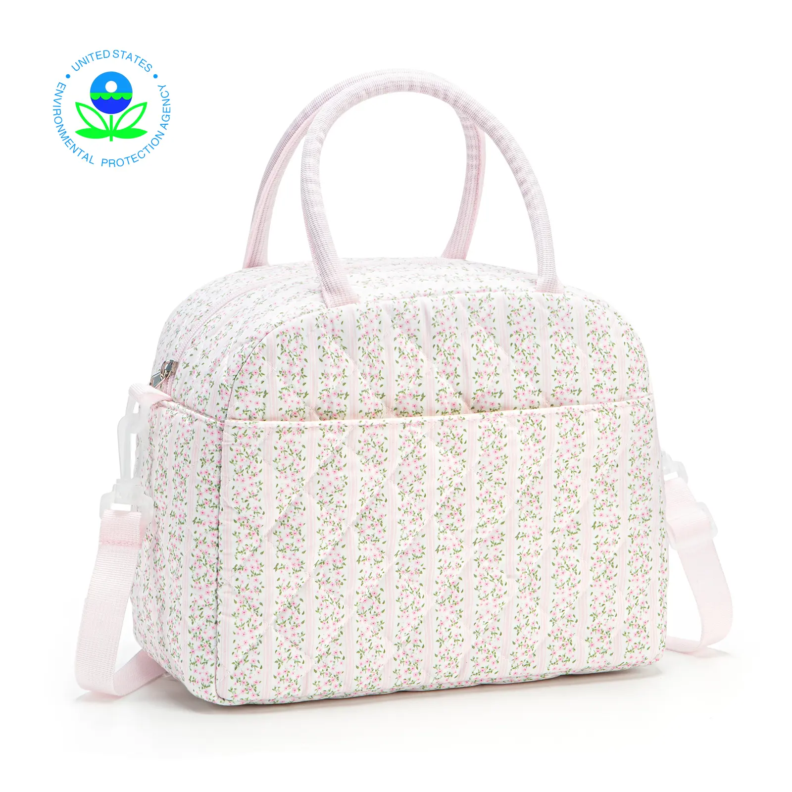Lunch Bag for Women Reusable 10L Lunch Box Quilted Puffer Large Capacity Insulated Cooler Tote Bags Work Travel Picnic
