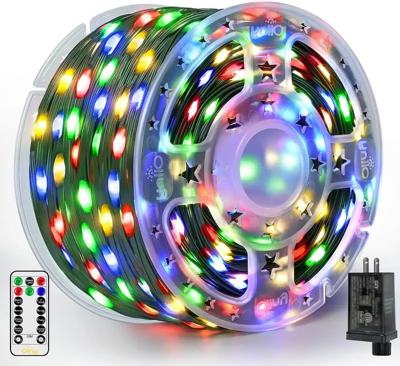 Ollny 1000 LED Christmas Lights, 330 FT Fairy Light, IP67 Waterproof Plug in Christmas Tree Lights with Remote, 8 Modes, 3 Timers, Dimmable Christmas Light Indoor Outdoor House Xmas Party Decorations