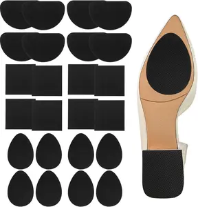24 Pcs Non Slip Shoe Pads Self Adhesive Shoe Sole Protector, Shoes Grips on Bottom of Shoes Rubber anti Slip Heel Pads for High Heels, Flats, Sneakers (Black, 3 Style) Gtziqa