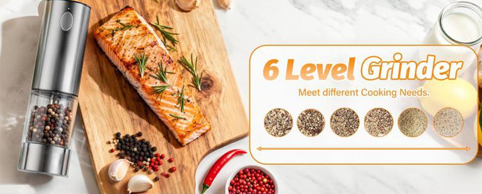 USB-C Rechargeable Electric Salt and Pepper Grinder Set - Automatic Spice Mill with Adjustable Coarseness - Battery-Free Kitchen Gadget 2 Pack USB-C Rechargeable Electric Salt and Pepper Grinder Set - Automatic Spice Mill with Adjustable Coarseness - Battery-Free Kitchen Gadget 2 Pack