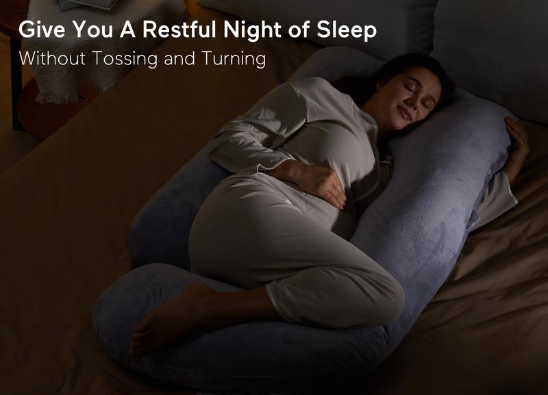 Pregnancy pillow, U-shaped full-body pregnancy pillow with removable pillowcase, 57-inch pregnancy sleeping pillow, gray. Pregnancy pillow, U-shaped full-body pregnancy pillow with removable pillowcase, 57-inch pregnancy sleeping pillow, gray.