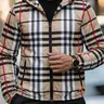 Men's British-Style Classic Long Sleeve Plaid Polyester Hooded Jacket - Pull On Fitted Lightweight Menswear, Stylish Urban Casual Outerwear with Cozy Hood, No-Pocket Go-To Daily Jacket