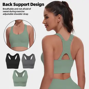 CHRLEISURE 3 Pack Adjustable Sports Bras for WomenHigh Support Padded Racerback Sport for Workout Running Gym
