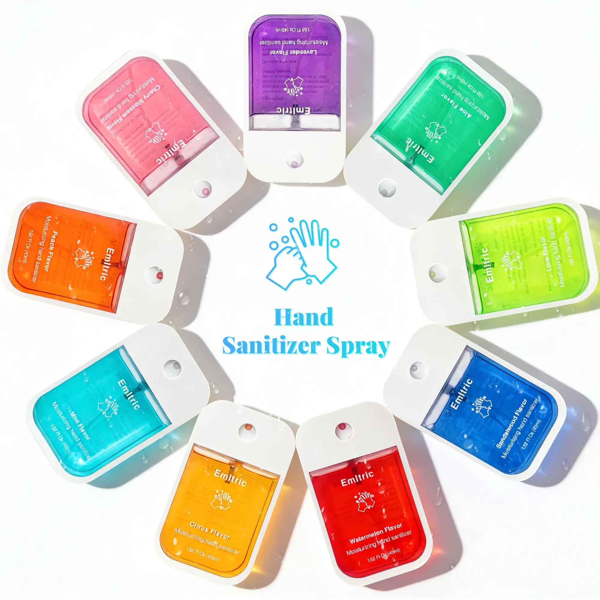 Hygienic and moisturizing hand sanitizer, portable 1.52 Fl Oz 45ml