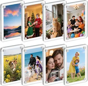 Magnetic Picture Frame 8 Pack 2.36x3.54 Inch Polaroid Frame for Refrigerator, Clear Instax Photo Frames