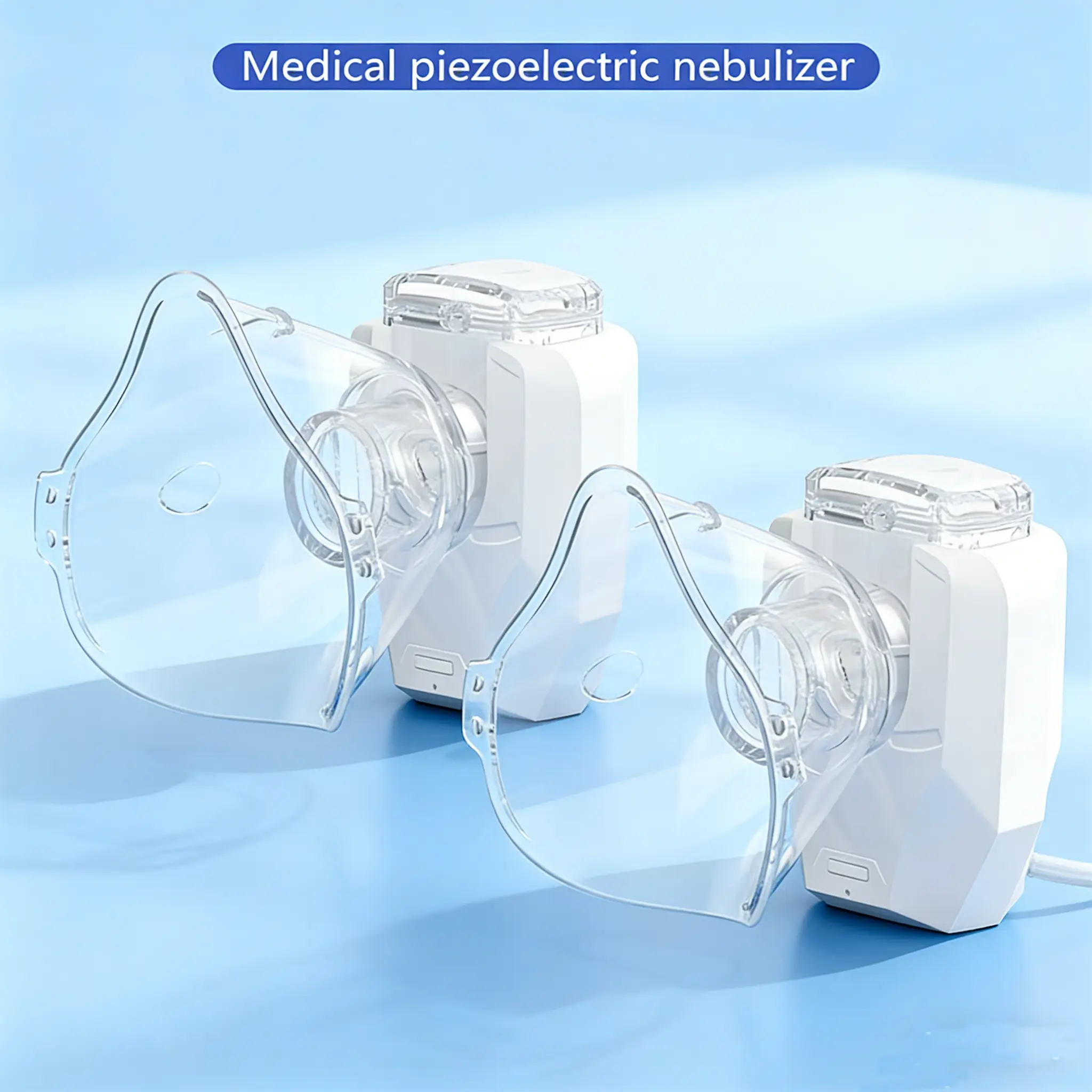 Unisex Portable Nebulizer (2Pcs, White USB), 400mA Lithium Battery, Adjustable Nebulization Rate, Mesh Mask for Breathing Issues & Children’s Facial Hydrating, No Battery Installation Needed
