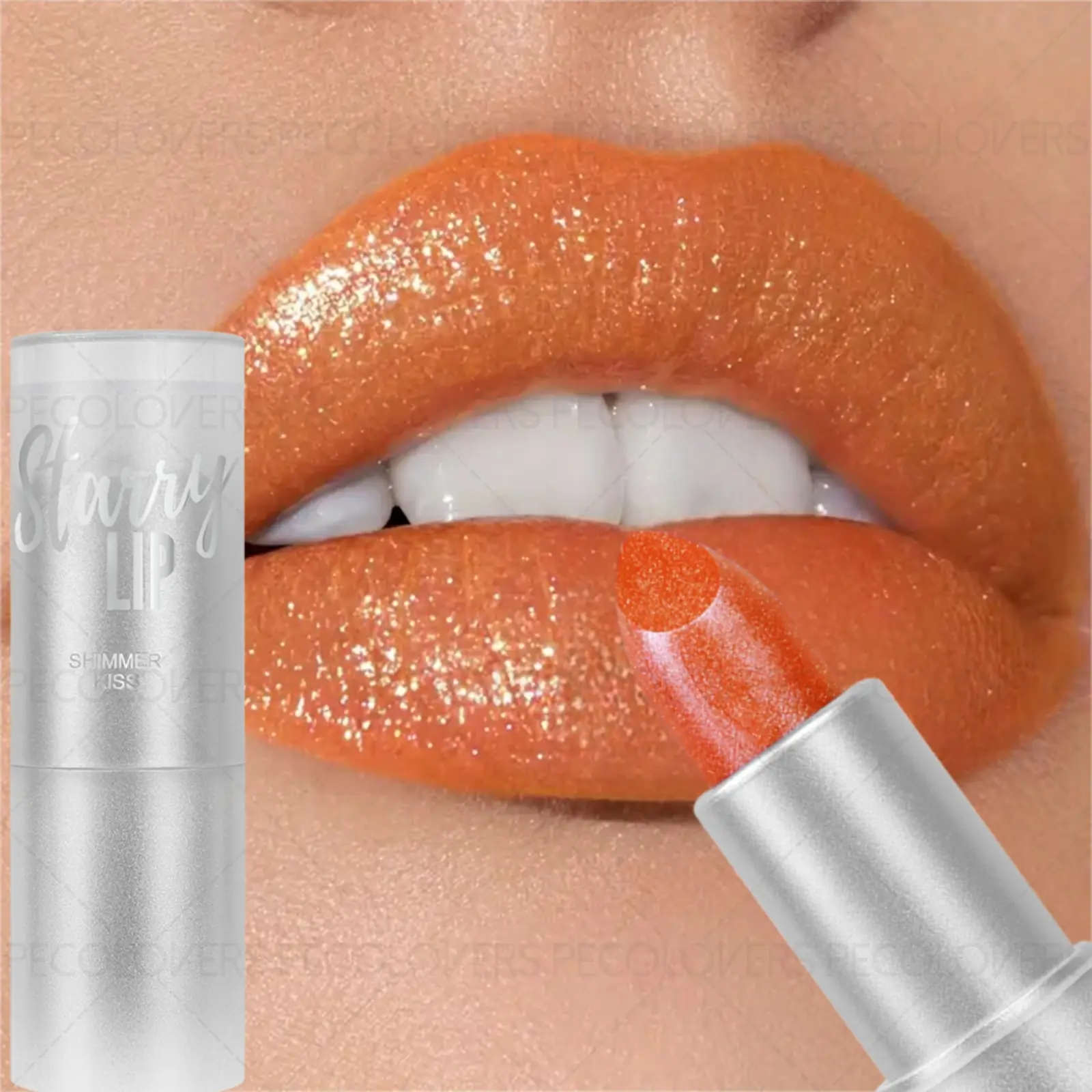 1PC Women's Long-lasting Waterproof Intensely Pigmented Lipstick - Shiny Metallic Pink/orange/brown, Mild Formula, Non-stick Cup, Elegant Makeup, Soft and Moisturizing, Suitable for Daily and Party Looks, Valentine's Day Gift