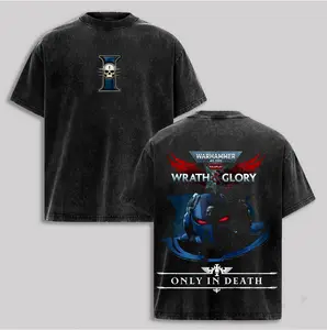 Warhammer 40K Space Marine Washed Graphic Tee & Oversized Hoodie, T-Shirt, Hoodies, Sweatshirt – Grimdark Future Iconic Astartes Artwork, Vintage Washed Fabric, Bold Sci-Fi Design for Gamers, Collectors & 40K Fans Streetwear