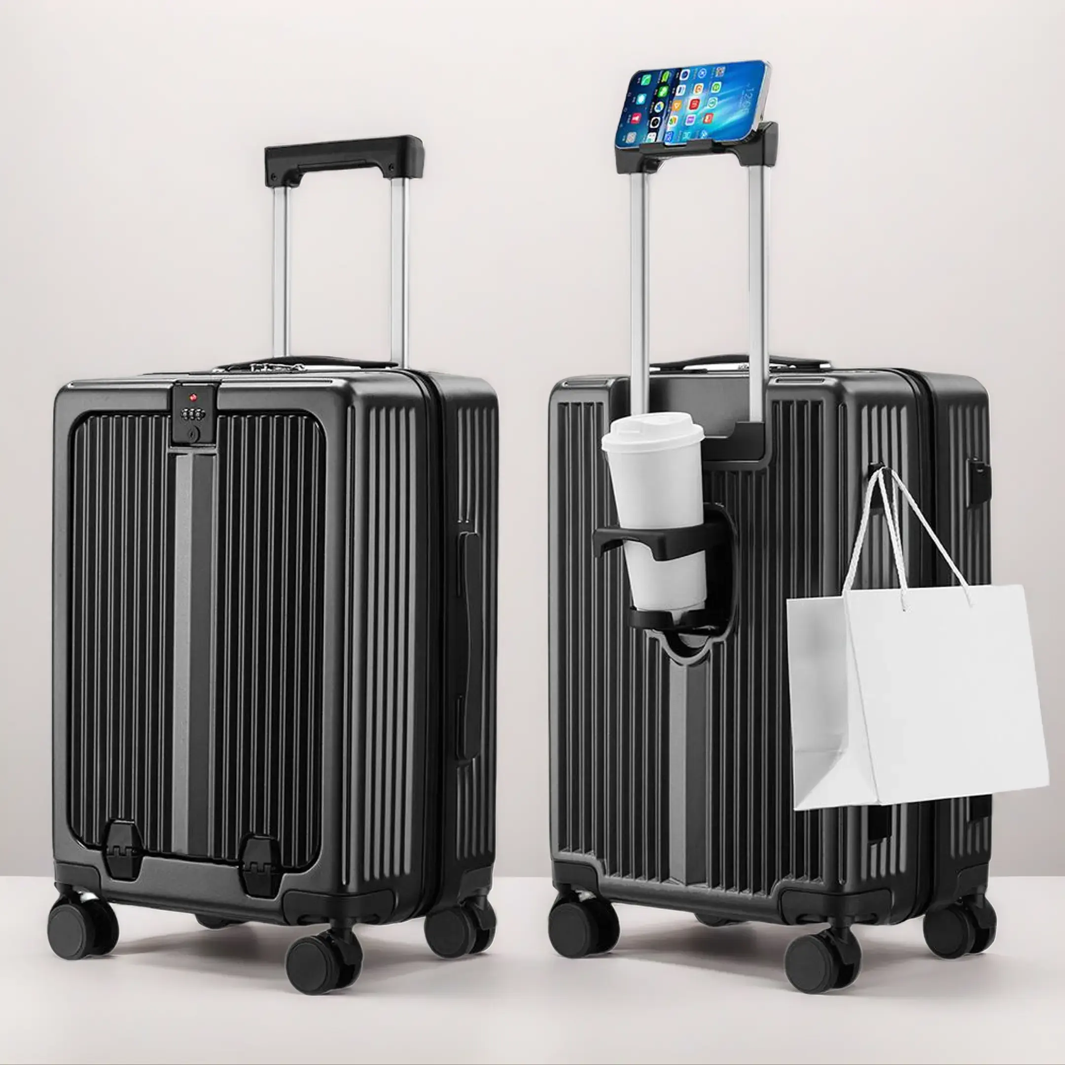 PC Frame Hardside Carry-On Luggage, Polycarbonate Wheeled Suitcase with 4 Spinner Wheels, USB Port & High Capacity for Business Trips, Business Trip Luggage, Wheeled Luggage