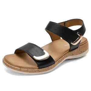 Littleplum Women Flat Summer Sandals Arch Support Double Buckle Adjustable Comfy Walking Shoes Beach Travel Lightweight Open Toe Casual Non Slip Outdoor Sandals for Women