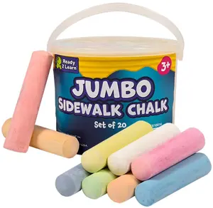READY 2 LEARN Jumbo Sidewalk Chalk | Set of 20 | 9 Colors | Washable and Non-Toxic | Bulk Set of Chalk for Kids