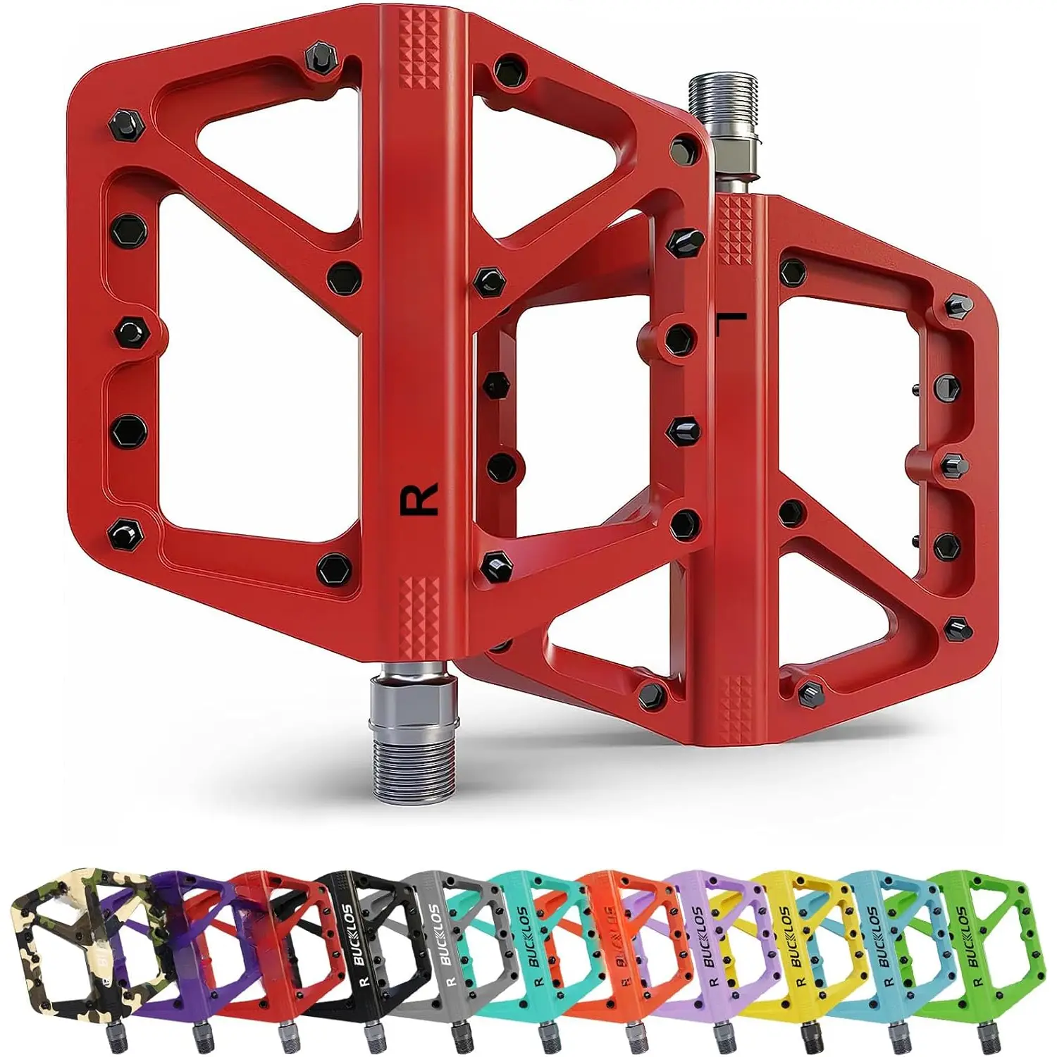 Mountain  Pedals MTB Pedals Flat, Adult Bicycle Road  Large Platform Nylon Non-Slip Pedal for Gravel /Hybrid  9/16"