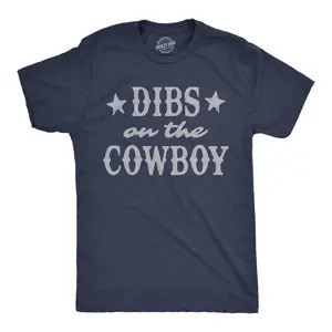 Mens Funny T Shirts Dibs On The Cowboy Sarcastic Western Graphic Novelty Tee for Men Mens Funny T Shirts Cool Vintage Fashion T-Shirt Gift Classic Menswear Funny Sarcastic Short Sleeve Novelty Tees for Guys Navy -