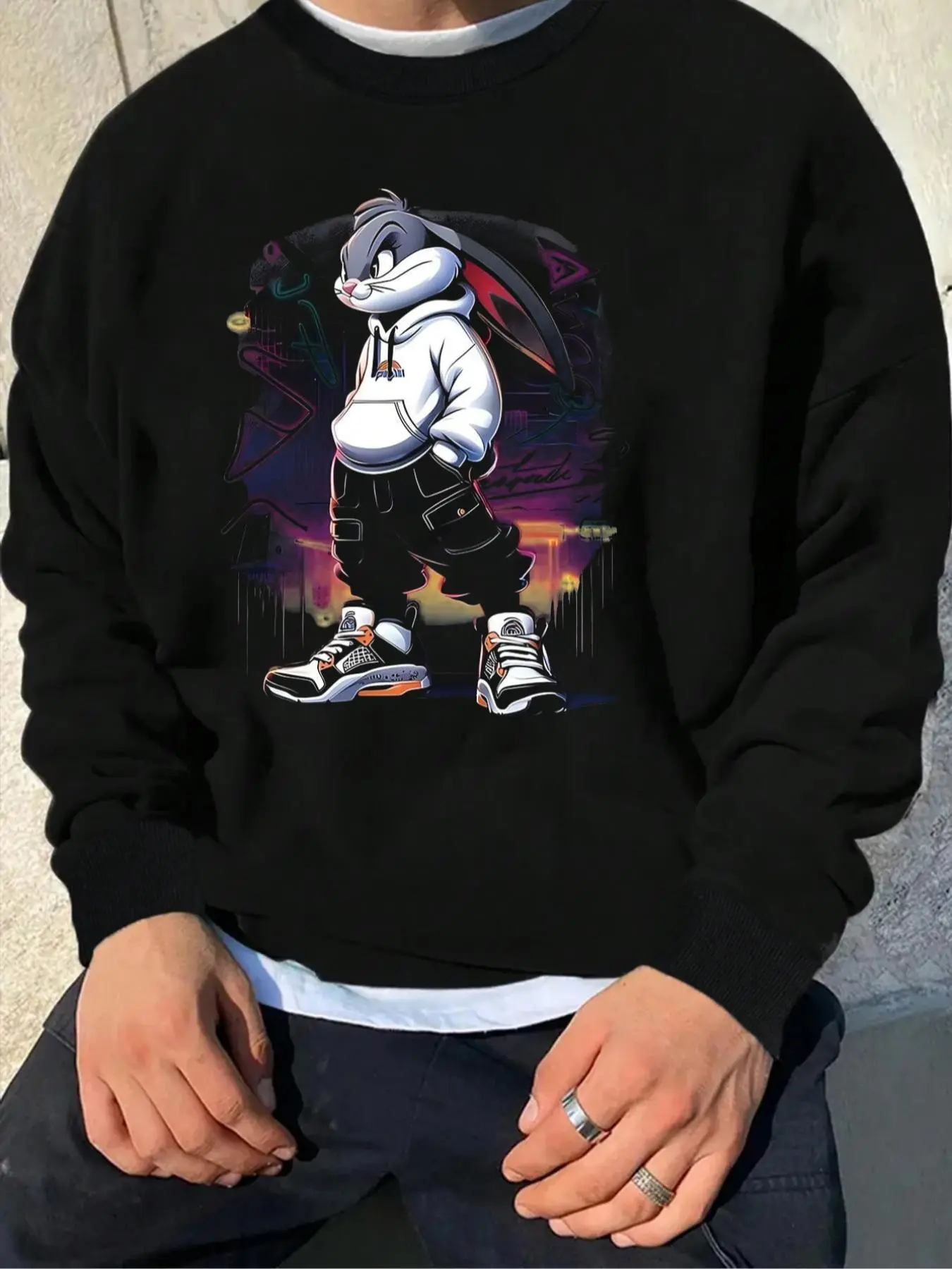 Men's Regular Fit Letter & Graphic Print Drop Shoulder Thermal Lined Sweatshirt, Casual Long Sleeve Round Neck Pullover for Fall & Winter, Men's Clothes for Daily Wear, Hoodies Streetwear Tops, Fashion, Everyday Wear Sweatshirt, Graphic Sweatshirts