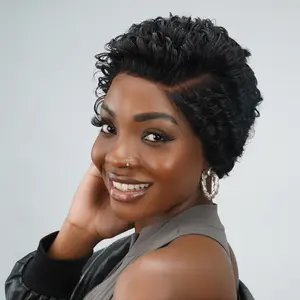 Dultev 13x6 Wear Go Pixie Cut Wigs 001 for Women 180% Density Glueless Lace Front Layered Luxury Beauty Curly HD Human Hair Wig Lace Closure Wigs